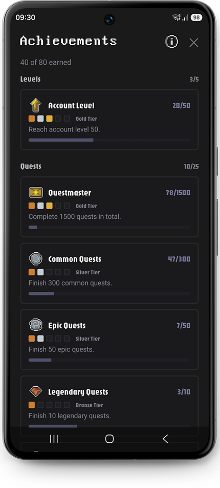 Achievements screen