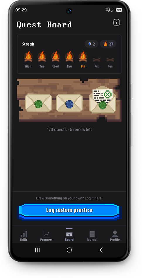 ArtLevelUp quest board